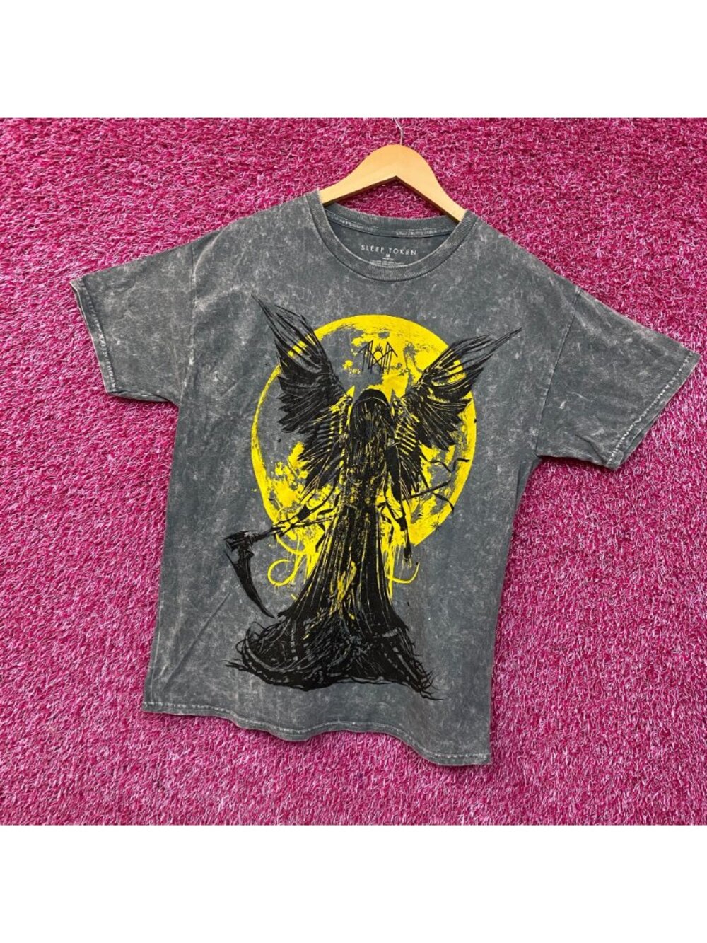 Sleep Token Take Me Back to Eden Reaper Angel Rock Band Mineral Wash T-Shirt Med - Picture 3 of 4